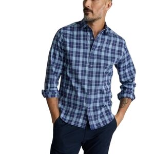 UNTUCKit Tritten Medium Slim Fit Long Sleeve Men's Plaid Shirt Blue White